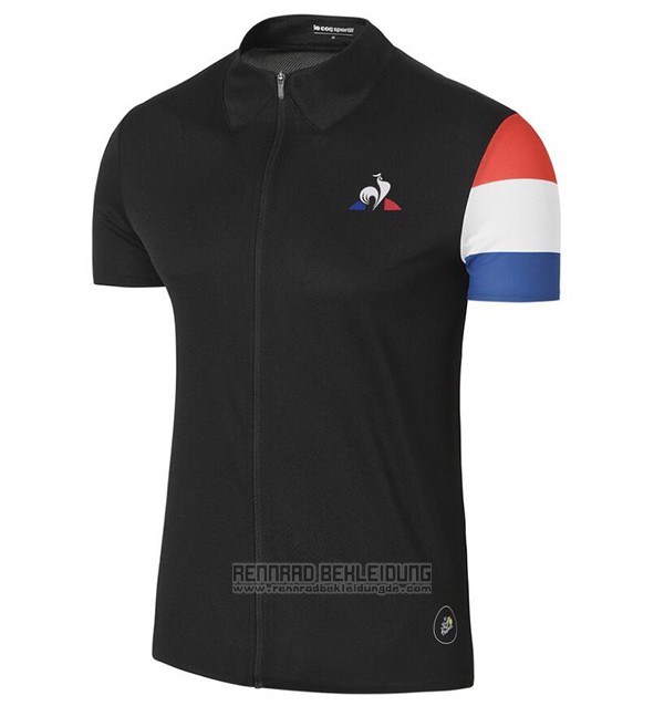 2017 Fahrradbekleidung Coq Sportif Tour de France Shwarz Trikot Kurzarm und Tragerhose